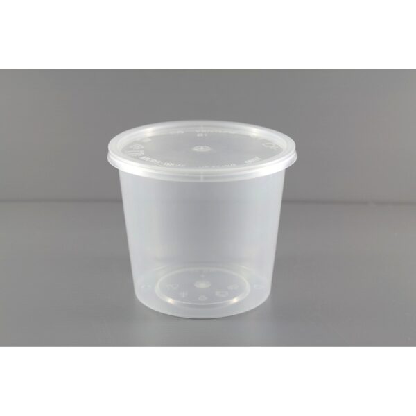 750 ml round container with lids clear